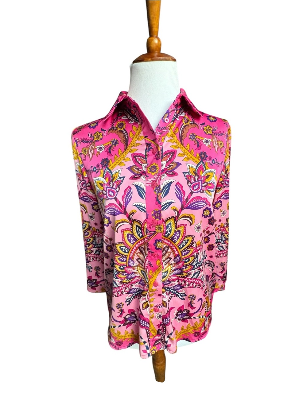 Rachel Zoe Pink Paisley Floral Button-Up Blouse